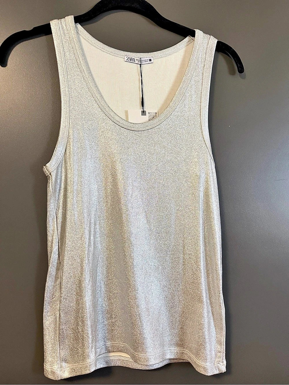 Zara Metallic Tank Top in Silver NWT